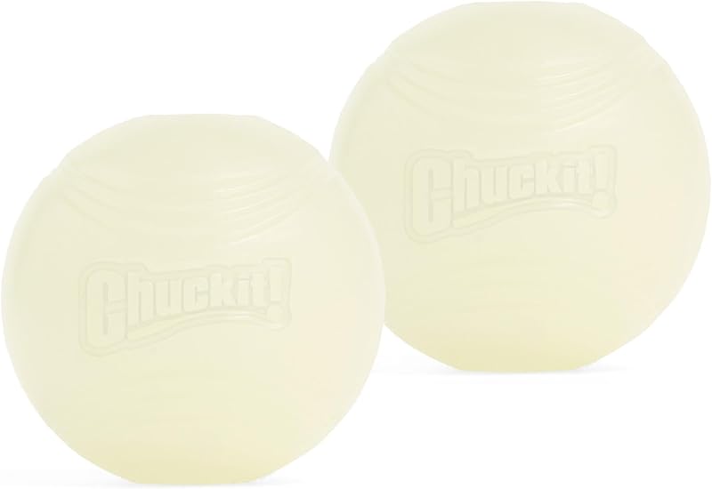Chuckit Max Glow Ball Medium 6 cm 2 Pack Dog Toy Glow in the Dark