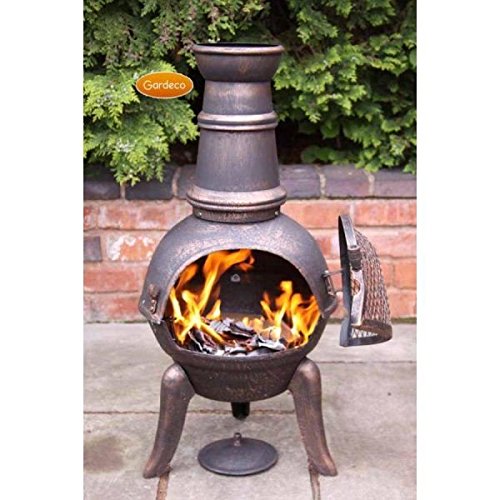 Cast Iron Garden Chiminea with a Steel Funnel ' Granada Medium 90cm