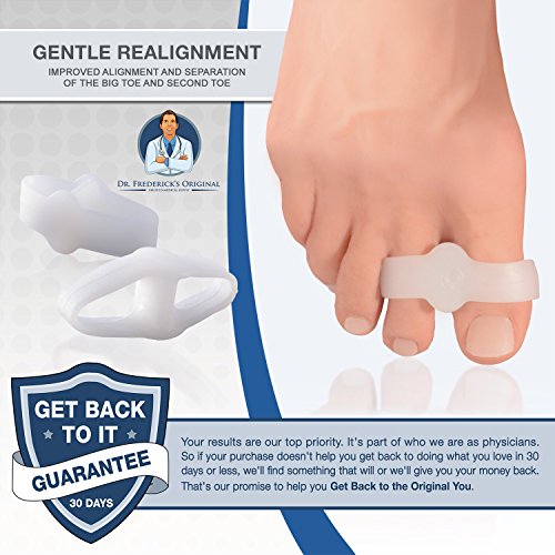 Dr. Frederick's Original 2 Piece Sport Bunion Toe Spacer Set - 1 Pair Soft Gel Splints - One Size Fits All - Fast Relief - Wear with Shoes - for Men & Women - Thumbnail 2