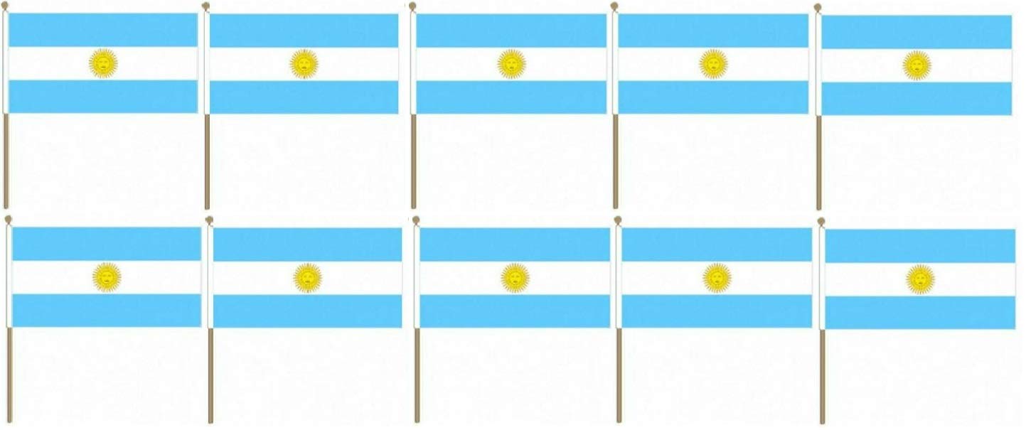 Pack Of 10 X Flag of ARGENTINA Held Flags 21cm x 14cm