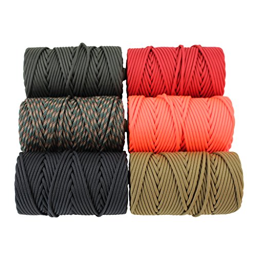 SGT KNOTS Type IV 750 LB Paracord / 100% Nylon Made in USA / Several Colors & Lengths (Woodland Camo - 200')