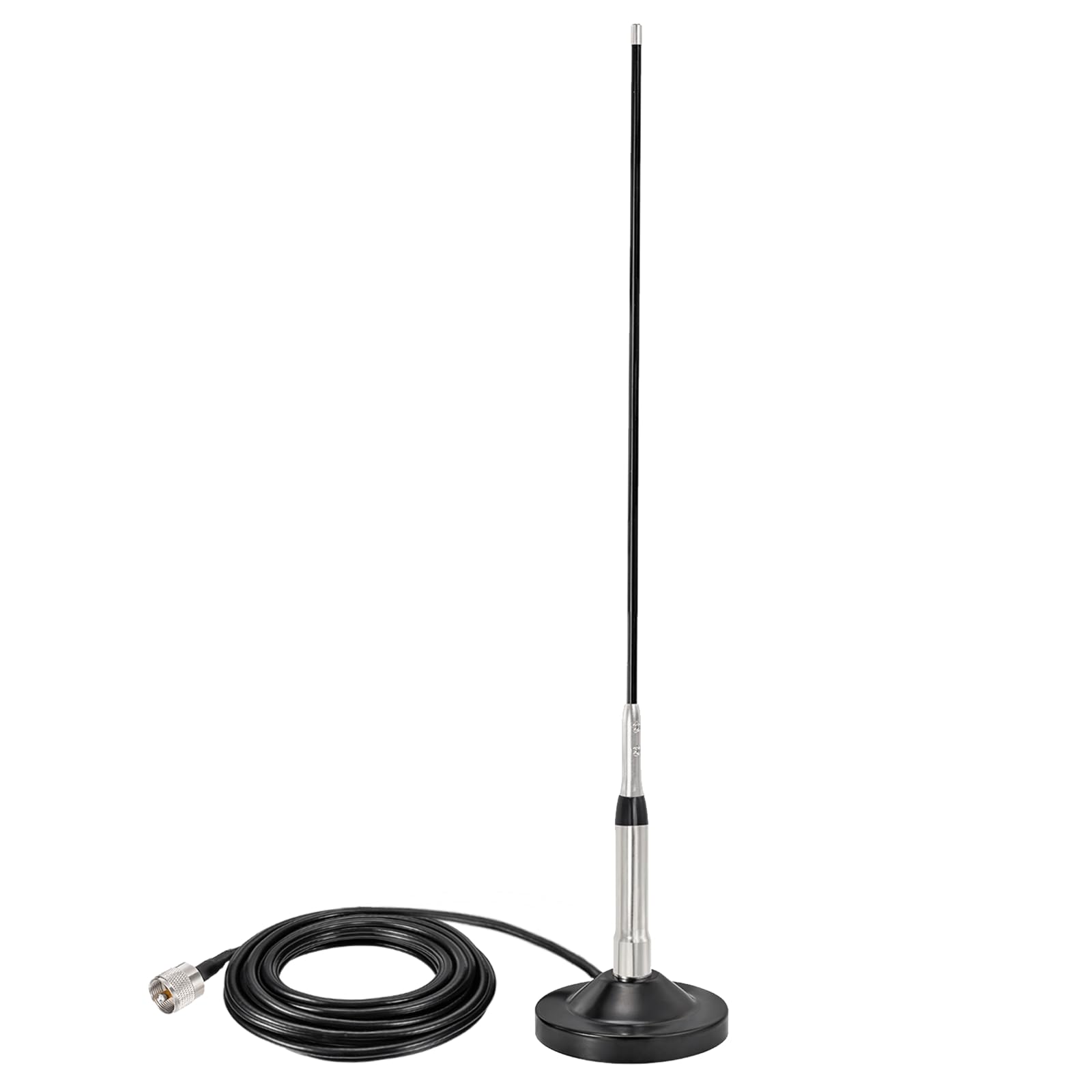 Bingfu High Gain Mobile Ham Radio Fiberglass Antenna Car Truck Amateur Two Way Radio Dual Band VHF UHF 136-174 MHz 400-460MHz Anti-Rust Antenna with Magnetic Base 5m Cable