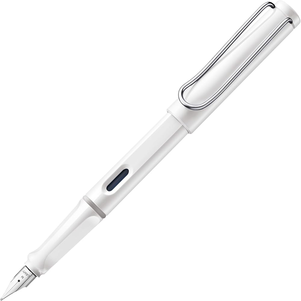 LAMY Safari White Fountain Pen LH Nib M with T 10 Blue Cartridges