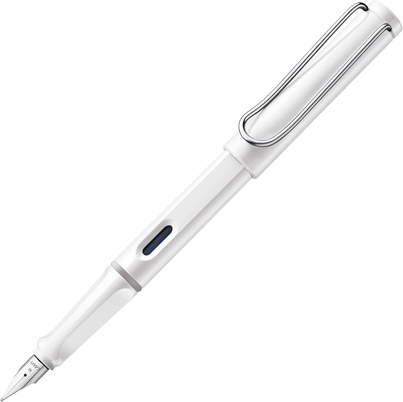 LAMY Safari White Fountain Pen LH Nib M with T 10 Blue Cartridges