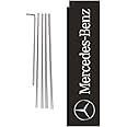 Auto Dealership Advertising Rectangle Feather Banner Flag Sign with Pole Kit and Ground Spike, Black, Compatible with Mercedes