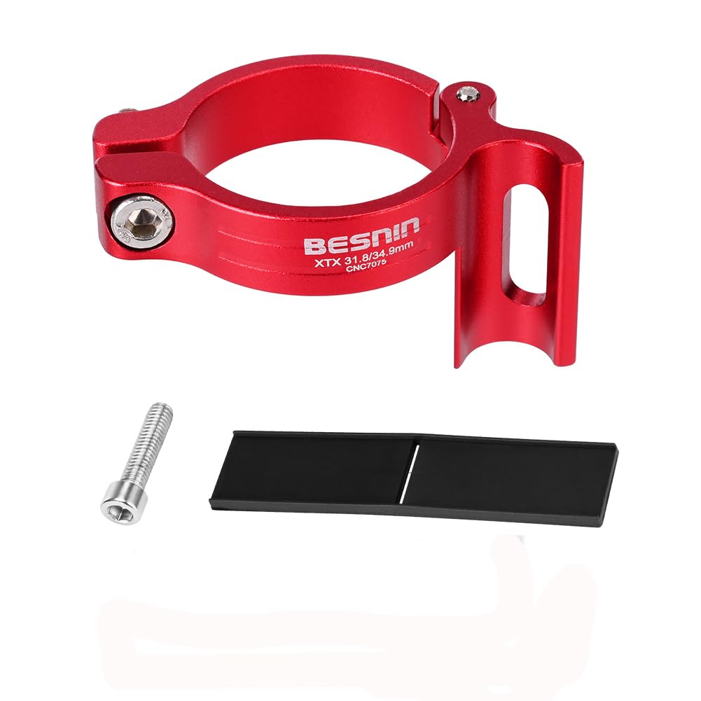 BESNIN Chain Guard Converter or Bicycle front derailleur converter for Chain Guard Install Suitable 28.6MM/31.8 to 34.9MM bike frame (red, 31.8/34.9MM)