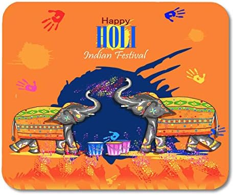 Boszina Mouse Pads Advertisement Holi of Colorful Happy Hoil for Festival Colors in India Elephant Animal Mouse Pad for notebooks,Desktop Computers mats 9.5" x 7.9" Office Supplies
