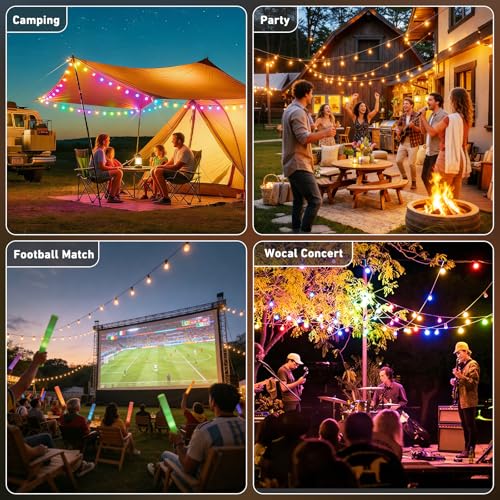 AILBTON 400FT RGB+IC Smart Outdoor String Lights, IP67 Waterproof LED Color Changing Clear Bulb String Lights with App & Remote Control, Shatterproof Hanging Patio Lights for Backyard Garden Party