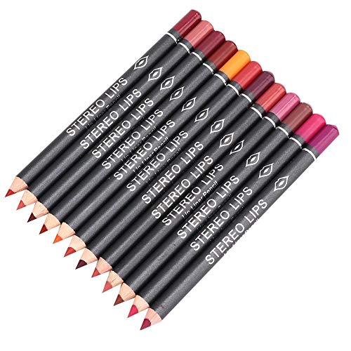 12pcs Lipliner Deluxe Ultra Fine Lip Liner set of 12 color Waterproof Matte Lip Liner Pencil Lip Creamy and Smooth Lip Liners Pencil Makeup Cosmetic Pen Set