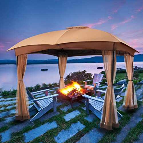 Gazebo for Patio, FAB BASED 10x12 Gazebo, Double Vent Canopy Gazebo, Outdoor Gazebo with Privacy