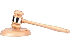 Wood Gavel and Sound Block Set, Tiberham Handcrafted Wooden Gavel with Round Block for Judge Lawyer Student Auction Sale