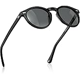 CARFIA Acetate Polarized Sunglasses for Men Retro Classic Round Shades