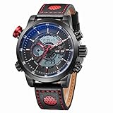 Weide Genuine Leather Watches Men Quartz Digital Fashion Military Sports Watch Outdoor Wristwatches