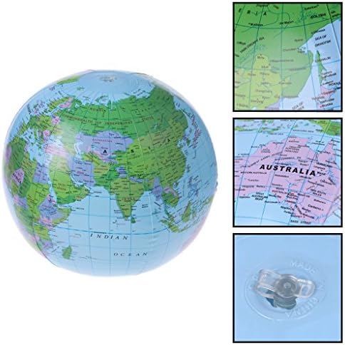 Learning Resources Inflatable Globe Ball by CHONE, Latex and Blue Inflatable World Map, 11.81'' Globe Ball for Pool and Beach, Summer Fun Play Toy for Kids Geography