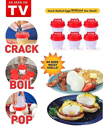 BoxLegend Egg Cooker Cups Hard Boiled Egg Maker Nonstick Silicone Eggs Boiler Cookers Without Egg Shell -Upgrade 6 Packs