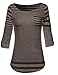 MBE Women's 3/4 Sleeve Contemporary Stripe Boatneck Top w/ Front Pocket