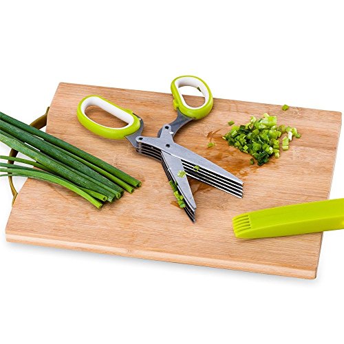 Stainless Steel scissors &Multipurpose 5 Blade Kitchen Cutting Shear with Safety Cove and Cleaning Comb - Thumbnail 3