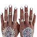 Cougar's Choice® 7 Pcs Fashion Vintage Turkish Arrow Moon Turquoise Joint Knuckle Nail Midi Ring Set Boho Ring Set (Gold)