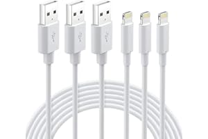 NIKOLABLE Lightning Cable MFi Certified - iPhone Charger 3Pack 6FT Lightning to USB A Charging Cable Cord Compatible with iPhone 14 13 12 Mini Pro Max SE 11 Xs Max XR X 8 7 6 Plus 5S iPad Pro Airpods - White