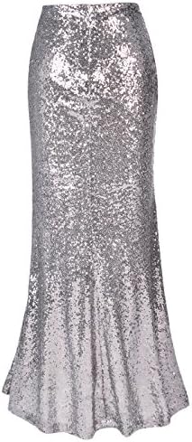 SweetdressWomen Maxi Sequin Skirts Mermaid Party Skirt