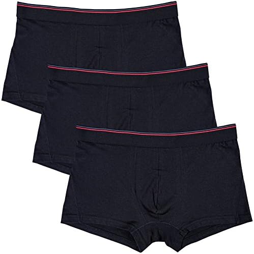 Laluna Men's Cotton Low-Rise Boxer Brief Underwear Trunks Pack of 3 Medium Black