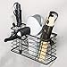 mDesign Steel Wall Mount Hair Dryer Storage Organizer - Hair Styling Tool Basket for Bathroom and Bedroom - Holds Hair Dryer, Flat Iron, Curling Wand, Hair Straightener - Linelle Collection - Black