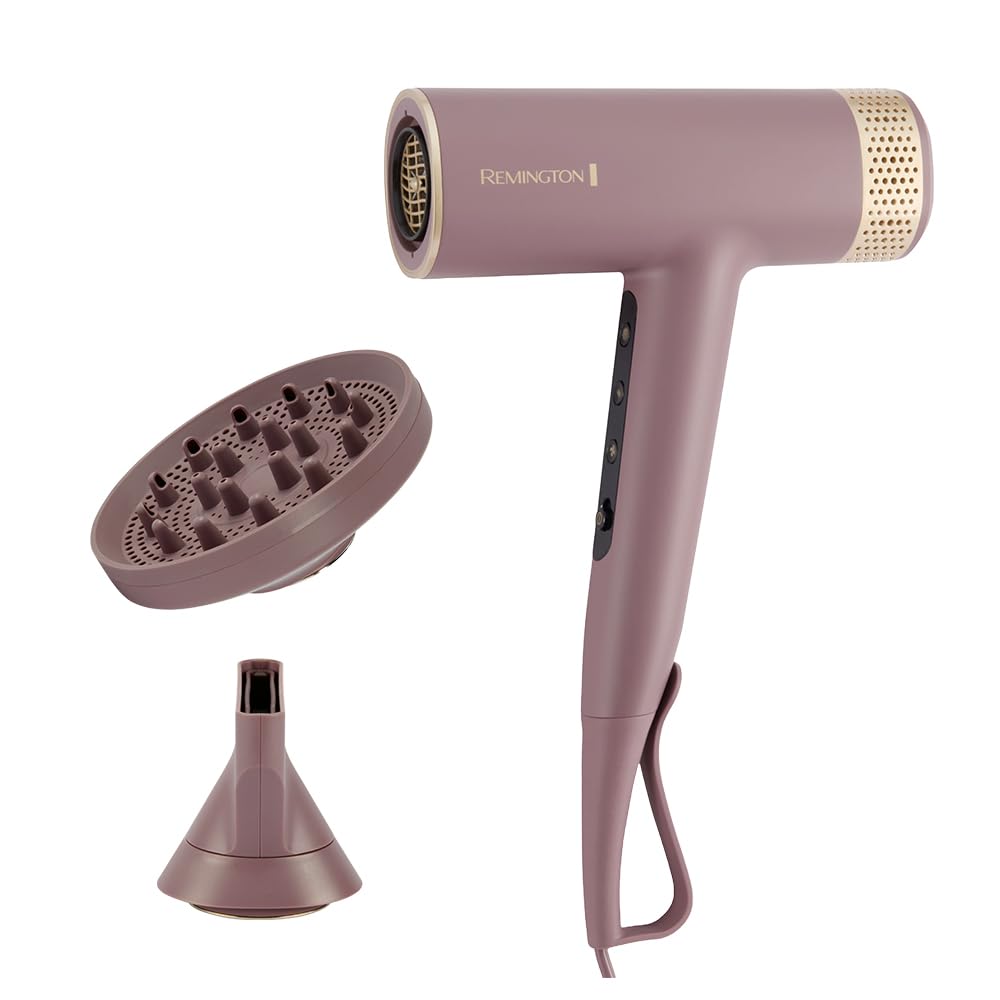 Remington AIRvive™ Haartrockner [leichter langlebiger bürstenloser Digital Motor 110.000U/min] 2 Aufsätze: Diffusor&Stylingdüse (Ionen & Anti-Frizz Technologie,12 Heiz-&Geschwindigkeitsstufen) EC8930