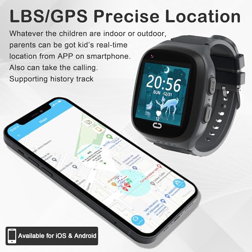 AIWIEP Smart Watch GPS Tracker with Calling,sos,gps Tracker,voice Chat,camera, Kids Cell Phone Toys for Ages 5-7 Boys Age 3-12, for Kids, 4G