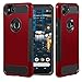 Dailylux Google Pixel 2 XL Case, [Carbon Fiber] Slim Fit Heavy Duty Dual Layer Anti-Scratches Protective Hybrid Armor Defender Case for Google Pixel 2 XL Phone-Red