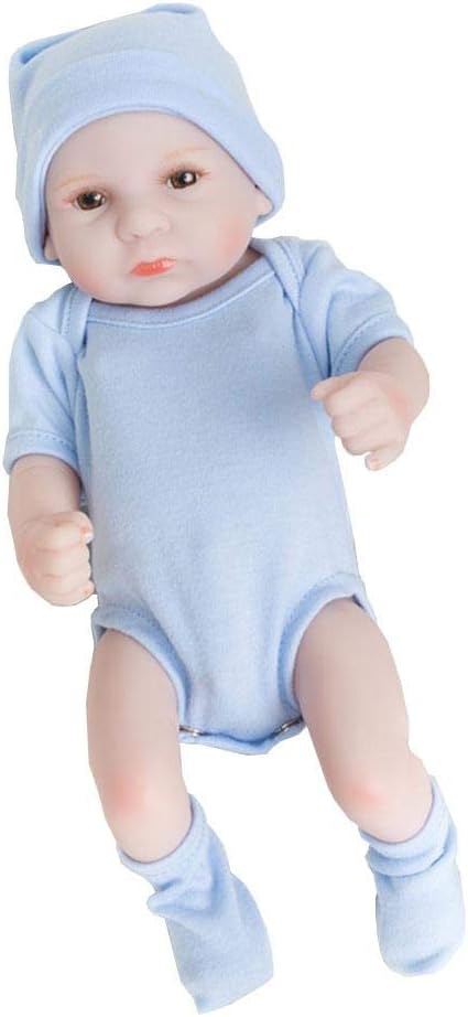 Tawcal Realistic Newborn Dolls, Real Baby Doll Lifelike Toddler Baby Dolls Little Girl Toys Handmade Silicone Body Children Pretend Play Toy Reborn Lovely Doll 10 Inch Gift for Birthday