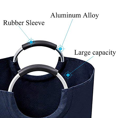 XIFIRY Large Laundry Basket, Collapsible Fabric Laundry Hamper, Foldable Clothes Bag, Folding Washing Bin for College Dorms Family (Dark Blue) - Thumbnail 3