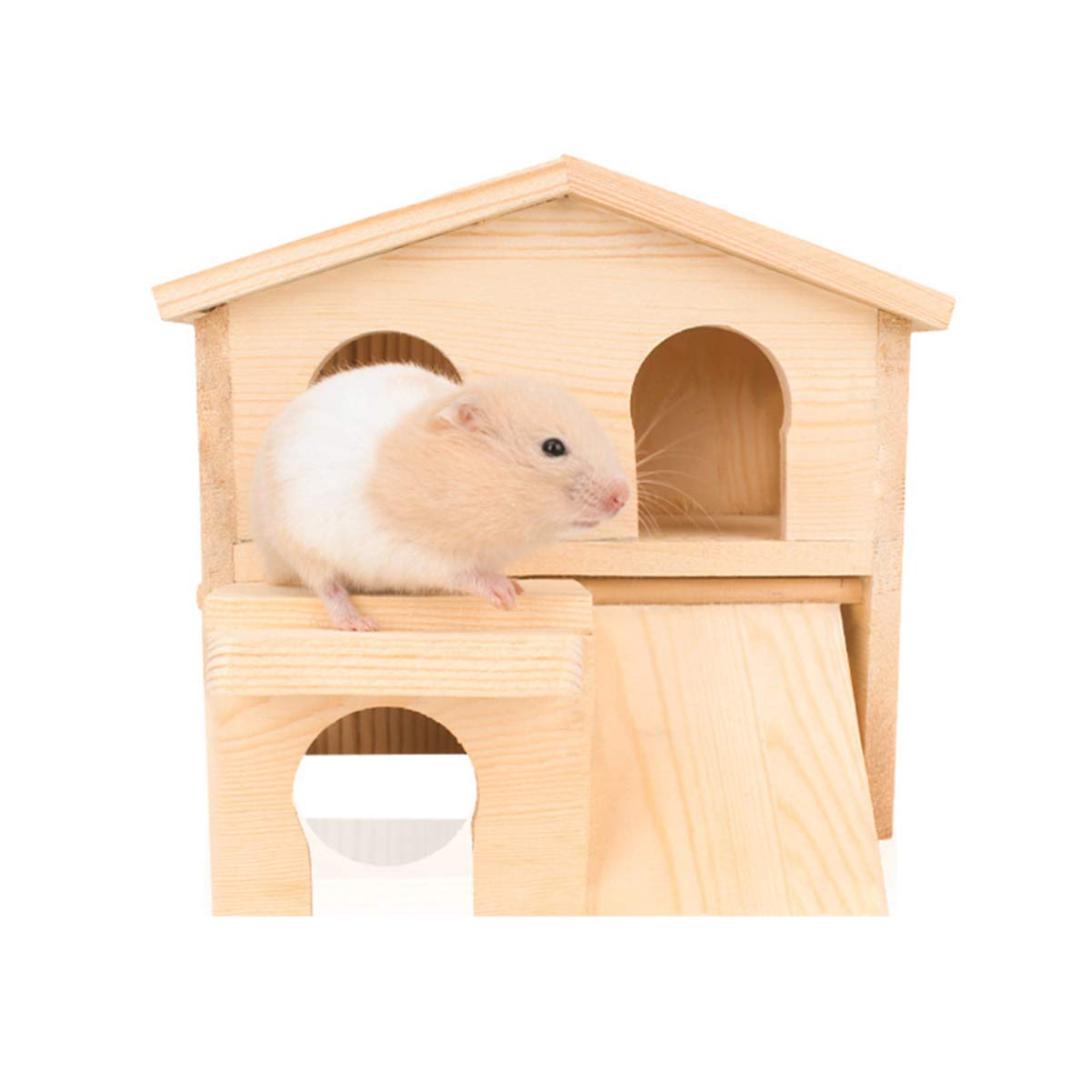 Hamster House Slope Ladder Eco-friendly Wooden Cabin Sleeping Nest Hamsters Toys Hamster Cages and Habitats Hamster Accessories