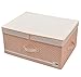 iwill CREATE PRO Folding Lidded Clothing Storage Organizer Box with Removable Divider Board, Collapsible Storage Basket for Closet, Cute Color for Girls, Peachy