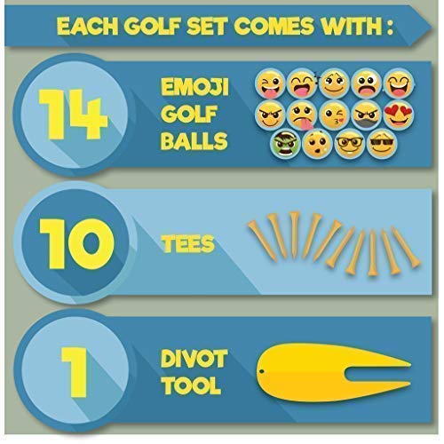 Emoji Golf Balls Deluxe Gift - Golf Gifts for Men, Women, Children - Gag Gift for The Golf Fan who has Everything Deluxe (14 Golf Balls, Fun)