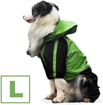 RainDog Coat | Hefty Waterproof Nylon Dog Raincoat with Adorable Hoodie to Keep Your Dog Dry, Perfect for Large Dog, Size L, Vibrant Green, 156.14