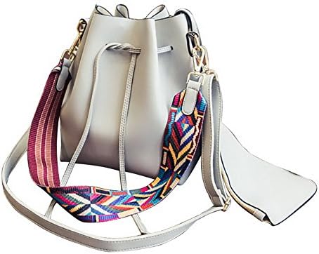 Jiaruo Colorful Strap Large Capacity Leather Shoulder Handbags Bucket bags