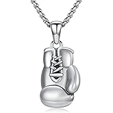 Lattd Boxing Necklace 925 Sterling Silver Boxing Gloves Pendant Gym Necklace Jewelry Gifts for Men