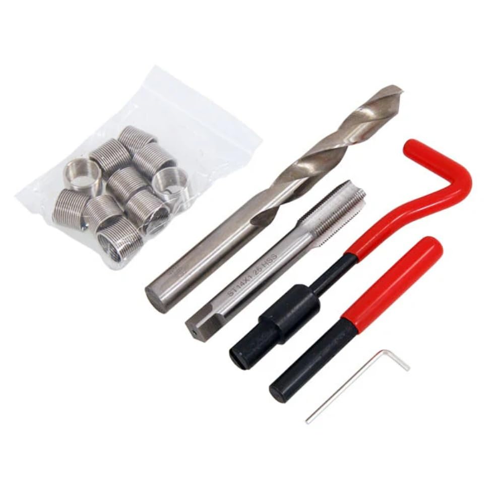 Neilsen CT2749 15pc M14 Thread Repair Kit M14 x 1.25 x 12.4mm with Break Pin Tool Twist Drill and Tap