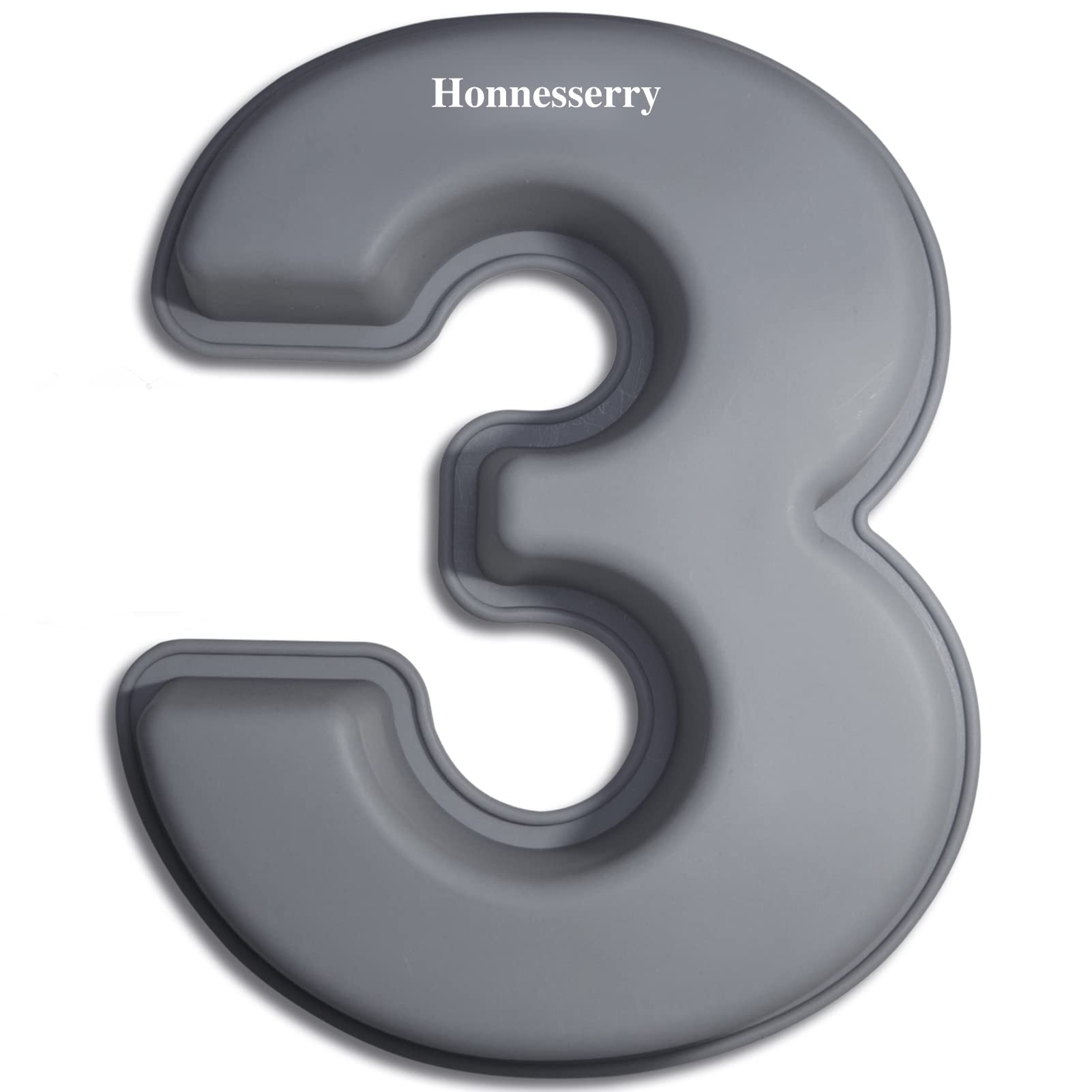Honnesserry Number 3 Cake Tins, Non-Stick Silicone Number Baking Tins, Large Cake Moulds, Cake Pan for Birthday and Wedding Anniversary, BPA Free