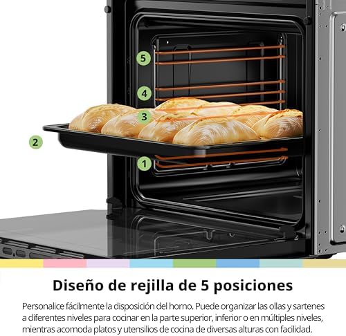 ' Horno Pizza Eléctrico Empotrable Multifunción, Convección, 1 Bandeja y 1 Rejilla, Limpieza Aquactiva, 70L, 7 Funciones, Ventilador de, Cavidad Esmaltada, Puerta Fría, CBO70M80D2-BK [Clase A]