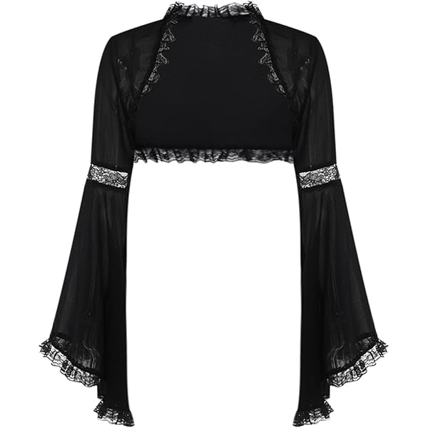 XCJIKUKE Women's Gothic Sheer Shawl Goth Mesh Long Bell