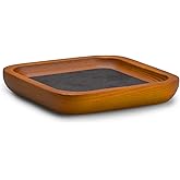 Oirlv Solid Wood Jewelry Display Tray Small Jewelry Tray Rings Earrings Bracelets Necklace Holder Organizer (Small, Grey)