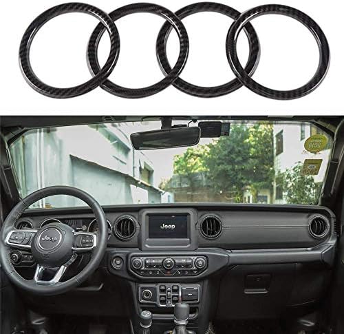 LAUTO Car Interior Dash board Air Conditioning Outlet Vent Decoration Stickers Cover for Jeep Wrangler JL 2018,Carbonfiber
