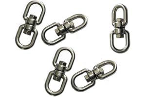 Preamer 304 Stainless Steel Double Ended Swivel Eye Hook Eye to Eye Swivel Shackle Ring Connector for Marine Mooring Swing (M5(1/2" x1/2" 5pcs))