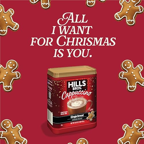 HILLS BROS. CAPPUCCINO MIX – RICH, FROTHY COFFEEHOUSE-TASTING INSTANT DRINK MIX – QUICK AND EASY PREPARATION – PERFECT FOR HOT & ICED DRINKS & CREAMING COFFEE – GINGERBREAD, 1 PACK OF 16OZ