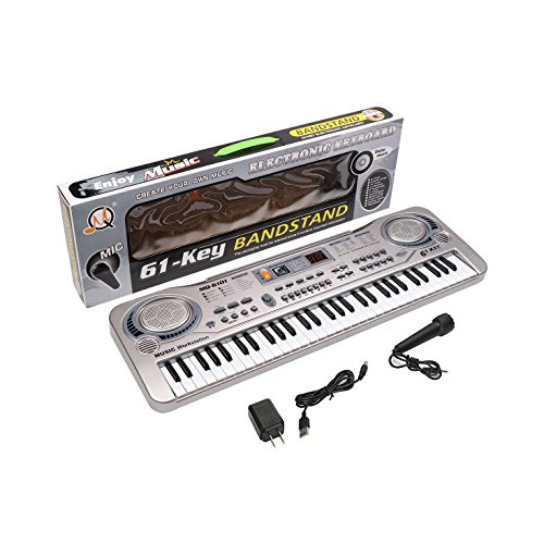 aPerfectLife Piano for Kids, Multi-Function 61 Keys Electronic Organ Kids Piano Musical Teaching Keyboard Toy for Kids Children (Silver) - Thumbnail 5