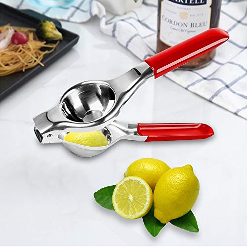 PetOde Lemon Squeezer, Premium Quality Stainless Steel Press Lemon Lime Squeezer Citrus Manual Juicer- Red