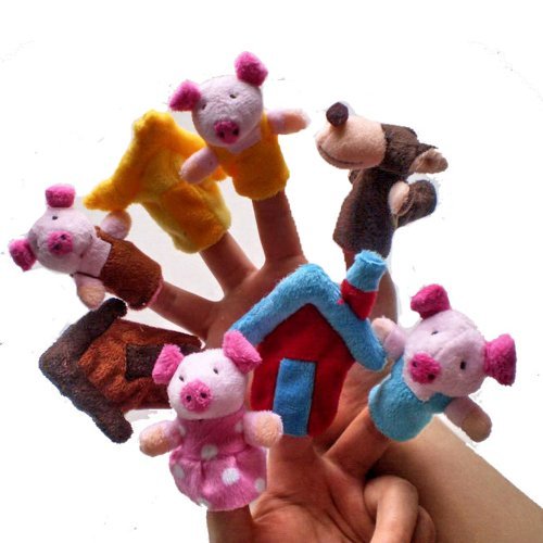 Fairy Tale the Three Little Pigs and the Wolf Finger Puppets Toys Story Preschool Toy