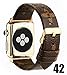 GOKE Brown Flower LV Printed Luxury PU Vegan Leather Watch Band Strap Compatible for 42mm Apple Watch Series 3 2 1 (Brown Flower 42mm)