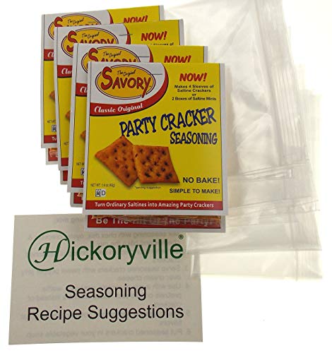 Original Savory Saltine Seasoning 4 Packs + 4 Zip Top Bags + Recipe Card Bundle